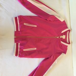 Forever 21 Pink And White Bomber Jacket